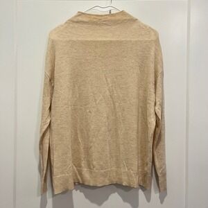 Becool Tan Oatmeal Mock Neck Lightweight Knit Sweater Womens Size SM Long Sleeve